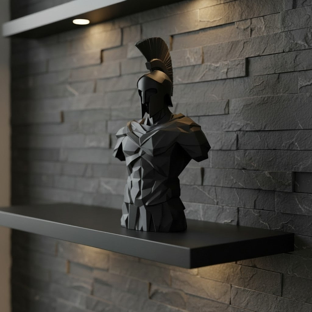 Sculpture « Buste de Guerrier Spartiate Low Poly » - vue 1