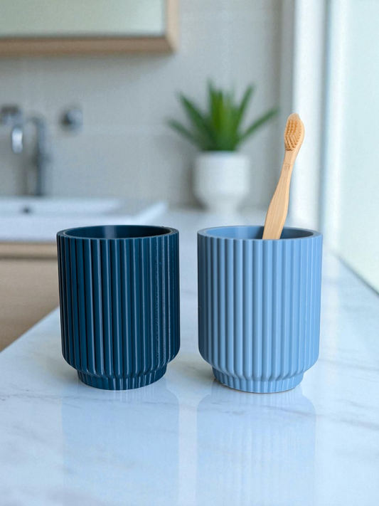 Set de 2 gobelets côtelés porte brosses à dents - vue 1