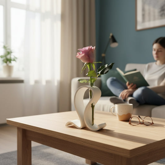 Vase design moderne avec tube en verre