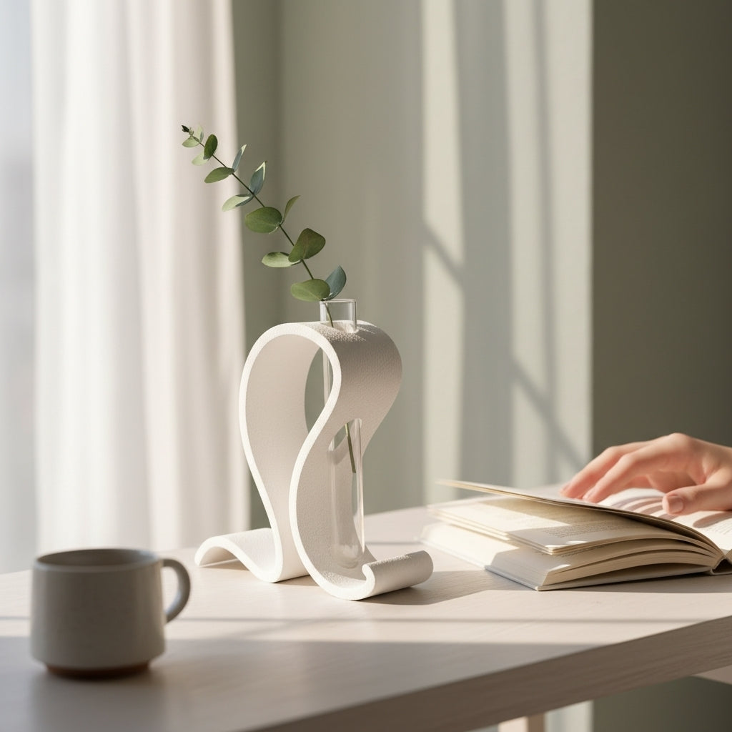 Vase design moderne avec tube en verre