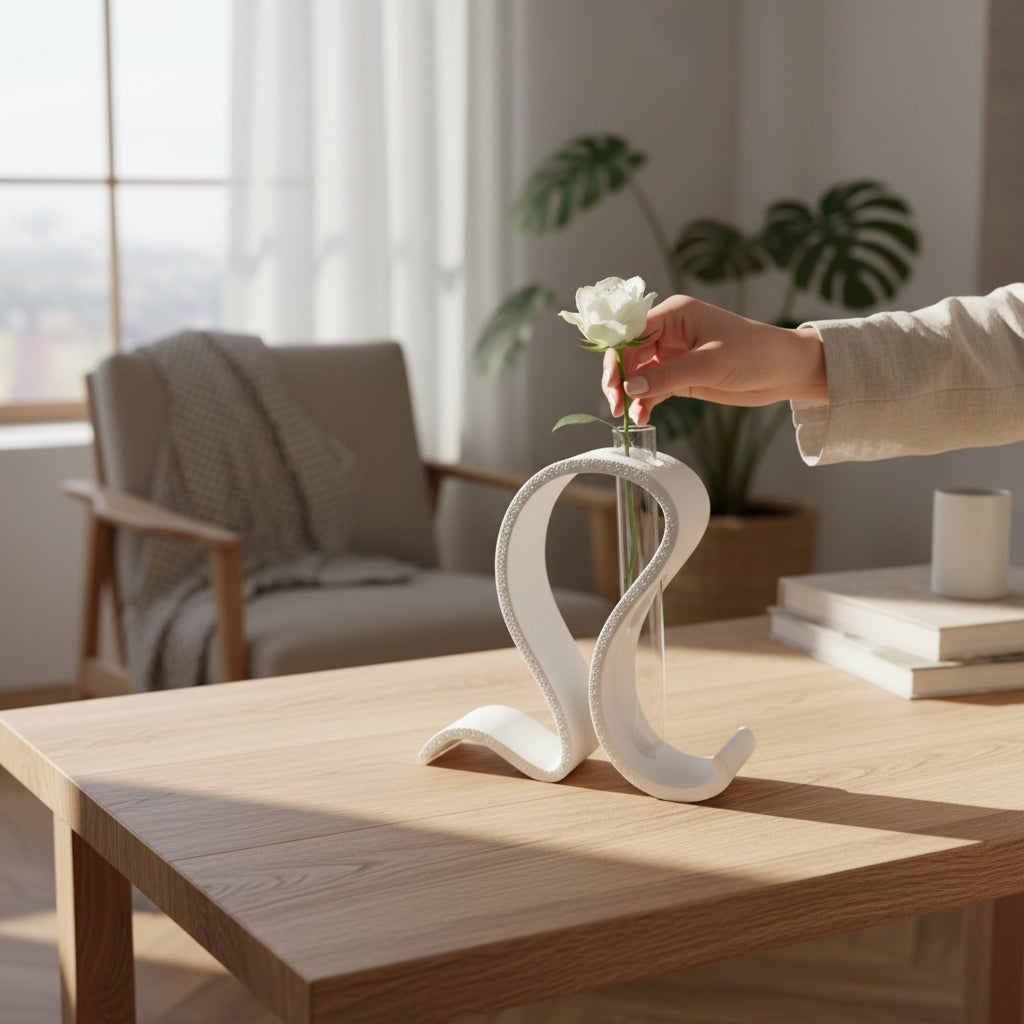 Vase design moderne avec tube en verre