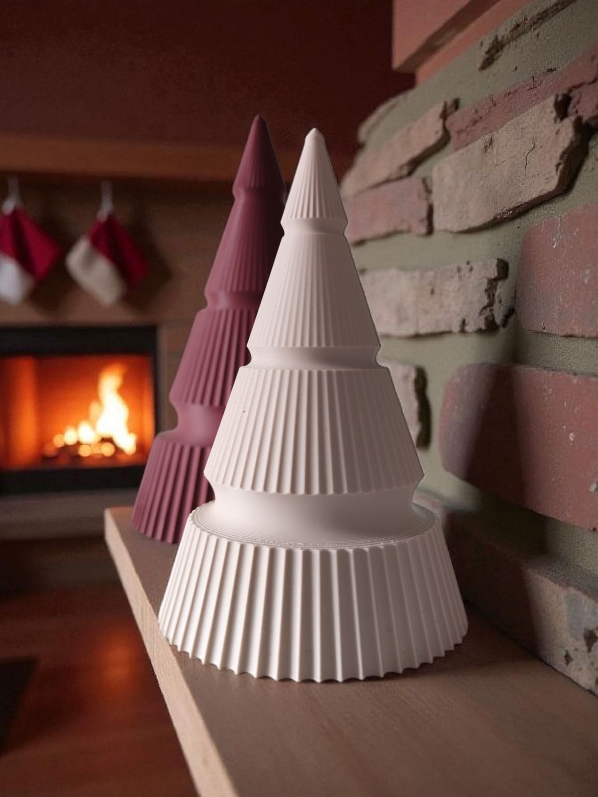 Duo de sapins de Noël côtelés minimalistes - vue 2