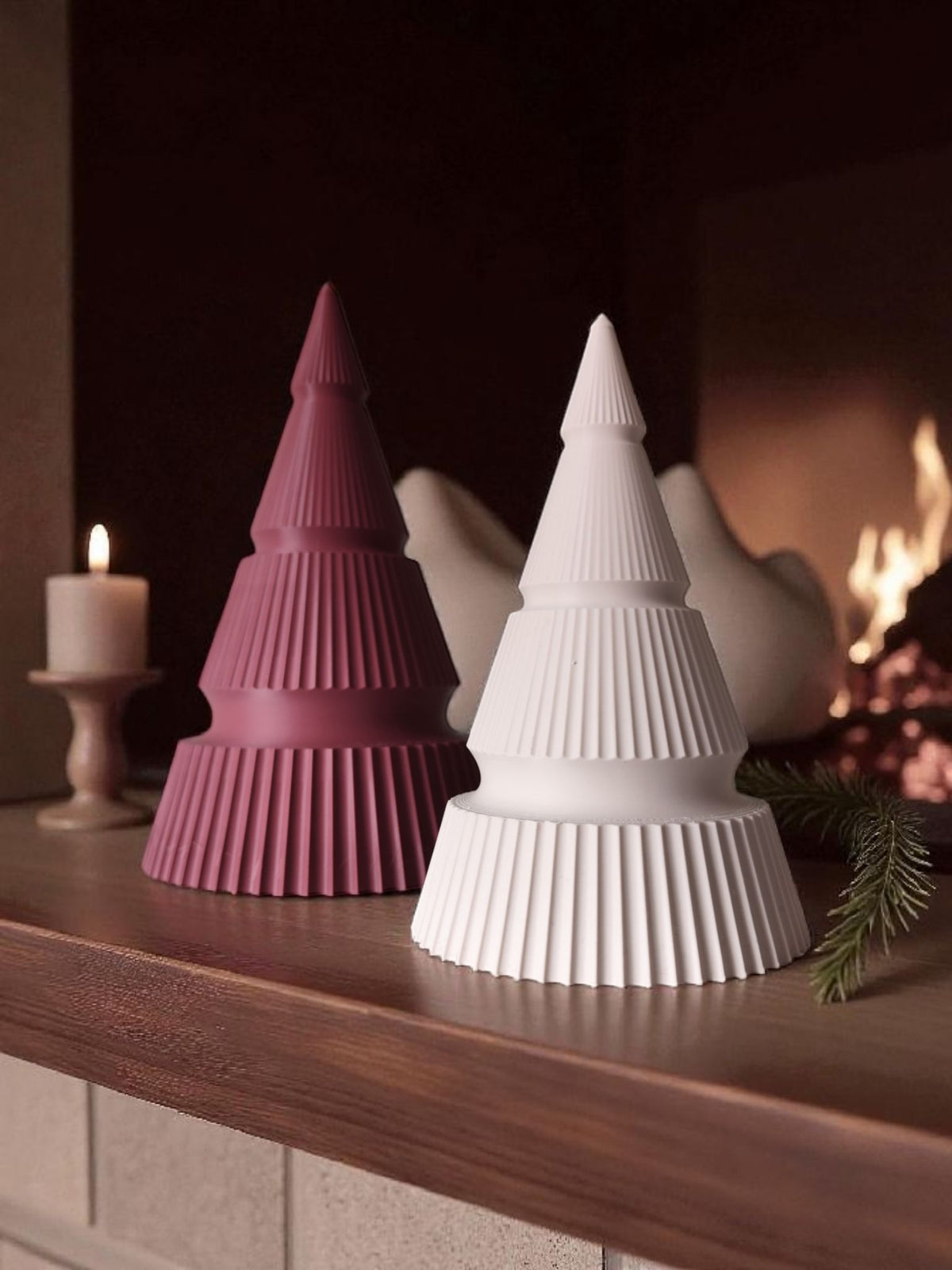 Duo de sapins de Noël côtelés minimalistes - vue 1