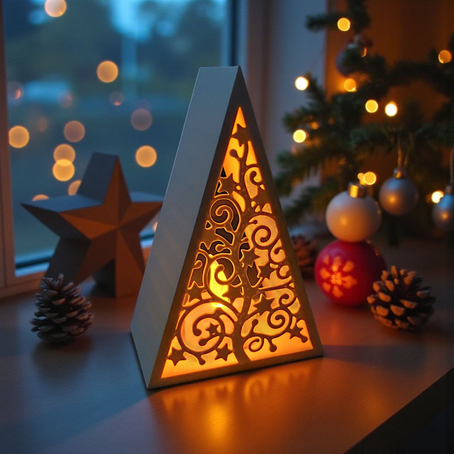 Décoration lumineuse arbre de Noël – Ambiance chaleureuse & ajourée