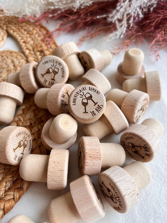 Bouchons de vin personnalisés – Gravure laser sur bois et liège