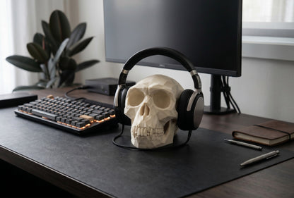Sculpture « Crâne de Singe Low Poly » support casque - vue 1