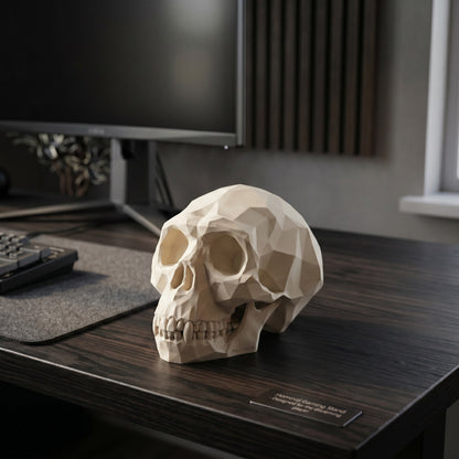 Sculpture « Crâne de Singe Low Poly » support casque - vue 3
